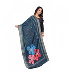 Seduva Women's chanderi silk  Printed Dupatta (Navy Blue, Length:��2 Mtr)