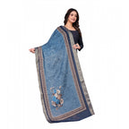 Seduva Women's chanderi silk  Printed Dupatta (Navy Blue, Length:��2 Mtr)