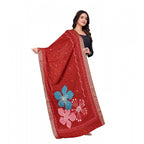 Seduva Women's chanderi silk  Printed Dupatta (Red, Length:��2 Mtr)