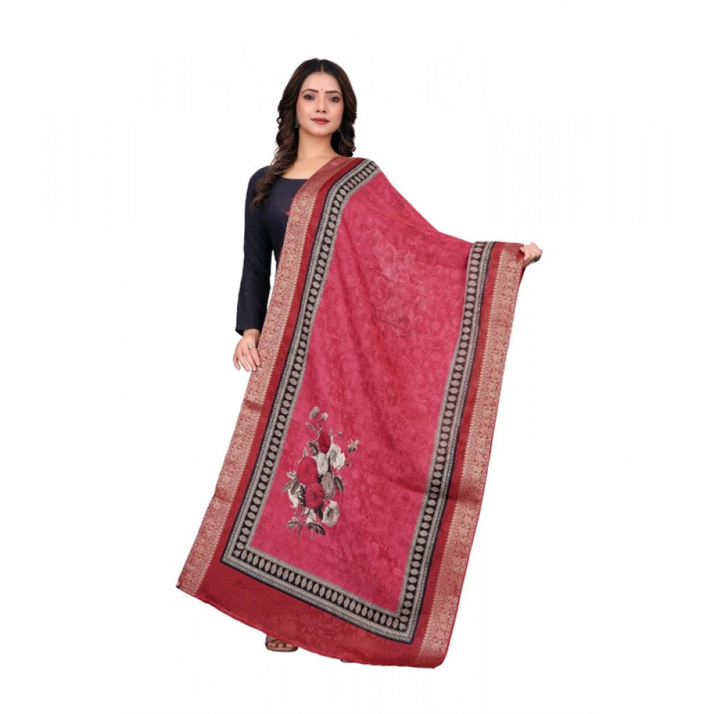 Seduva Women's chanderi silk  Printed Dupatta (Red, Length:��2 Mtr)
