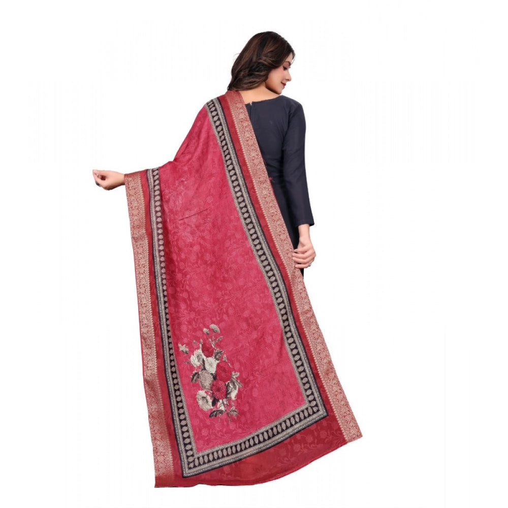 Seduva Women's chanderi silk  Printed Dupatta (Red, Length:��2 Mtr)
