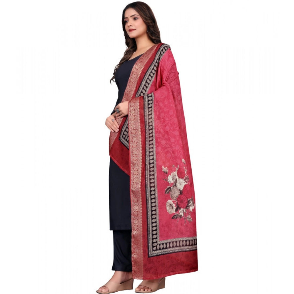 Seduva Women's chanderi silk  Printed Dupatta (Red, Length:��2 Mtr)