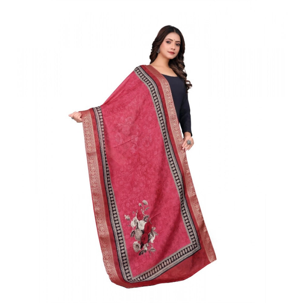 Seduva Women's chanderi silk  Printed Dupatta (Red, Length:��2 Mtr)