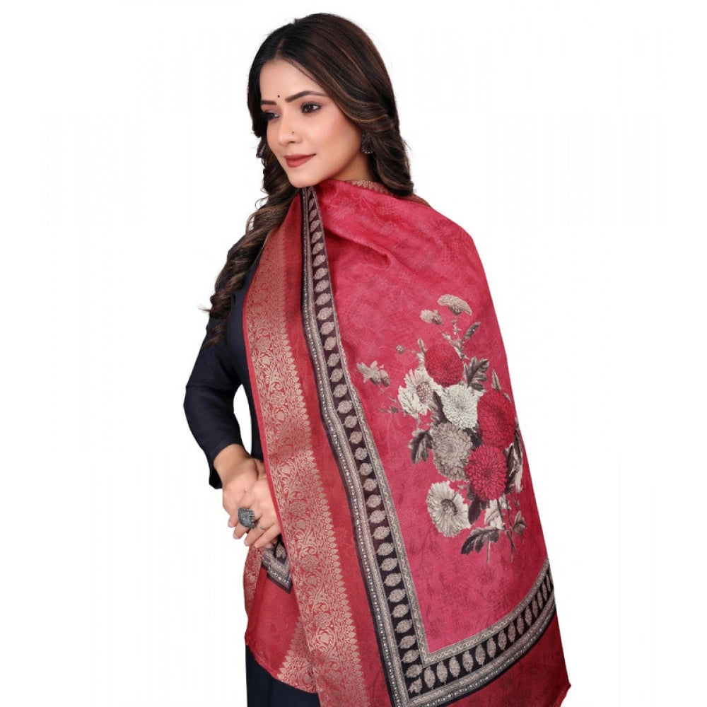 Seduva Women's chanderi silk  Printed Dupatta (Red, Length:��2 Mtr)