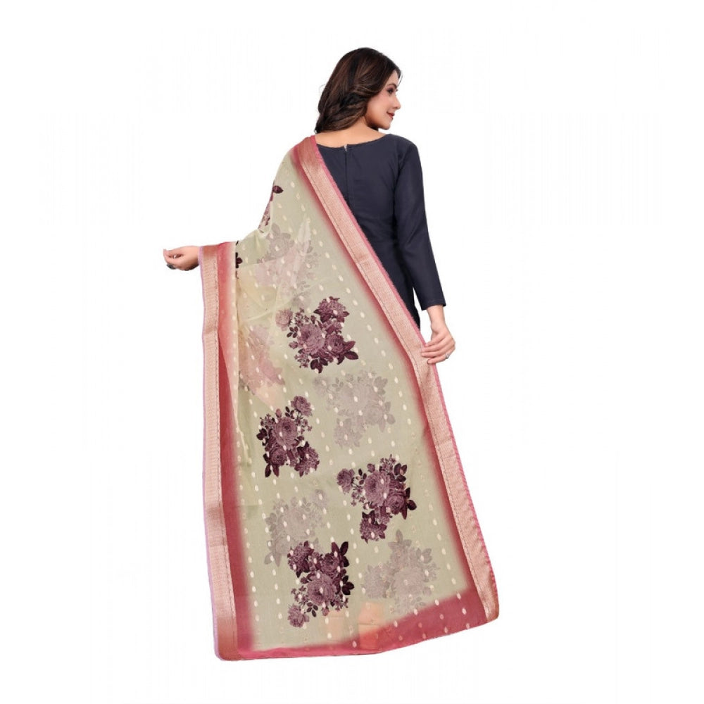 Seduva Women's chanderi silk  Printed Dupatta (Beige, Length:��2 Mtr)