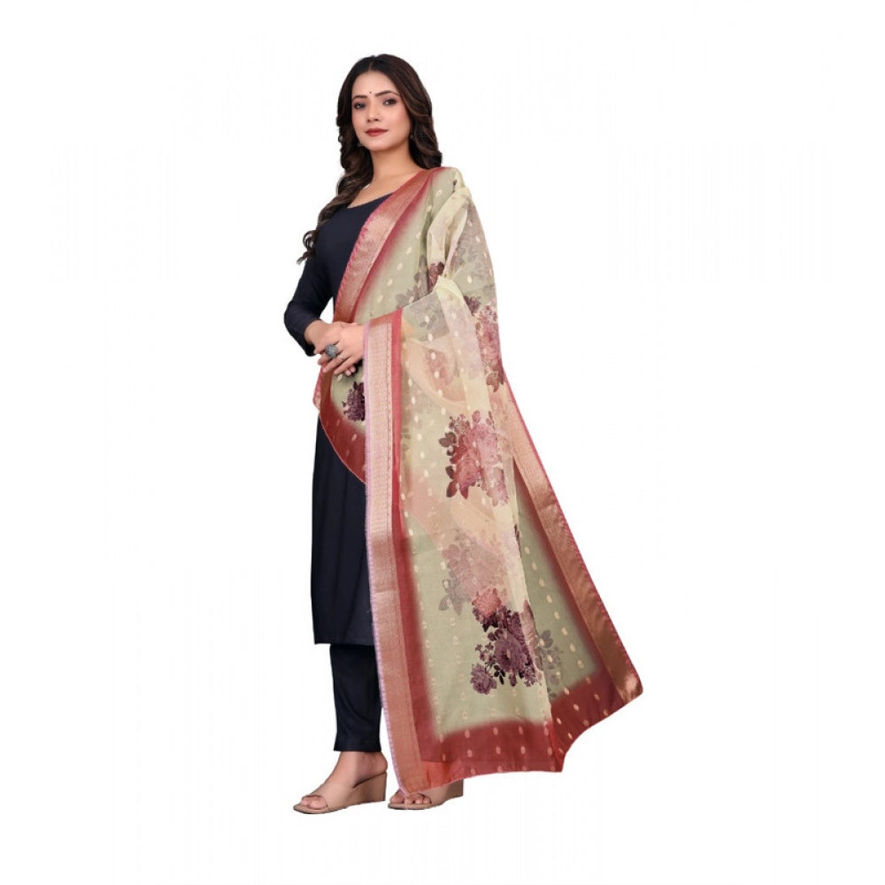 Seduva Women's chanderi silk  Printed Dupatta (Beige, Length:��2 Mtr)