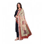 Seduva Women's chanderi silk  Printed Dupatta (Beige, Length:��2 Mtr)