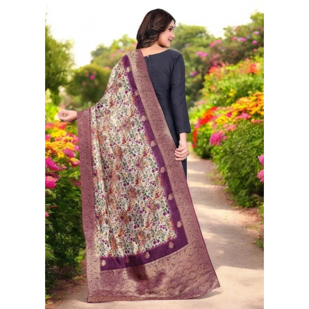 Seduva Women's chanderi silk  Printed Dupatta (Magenta, Length:��2 Mtr)