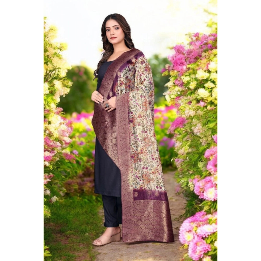 Seduva Women's chanderi silk  Printed Dupatta (Magenta, Length:��2 Mtr)