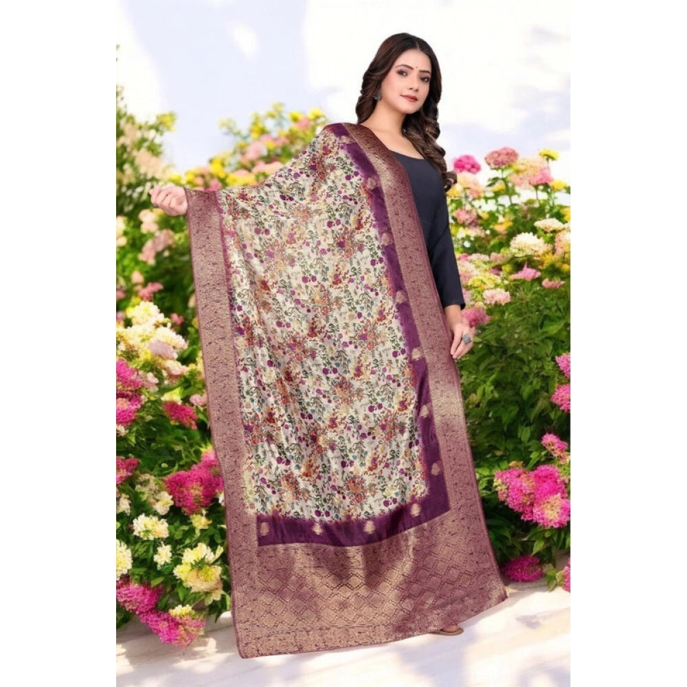 Seduva Women's chanderi silk  Printed Dupatta (Magenta, Length:��2 Mtr)