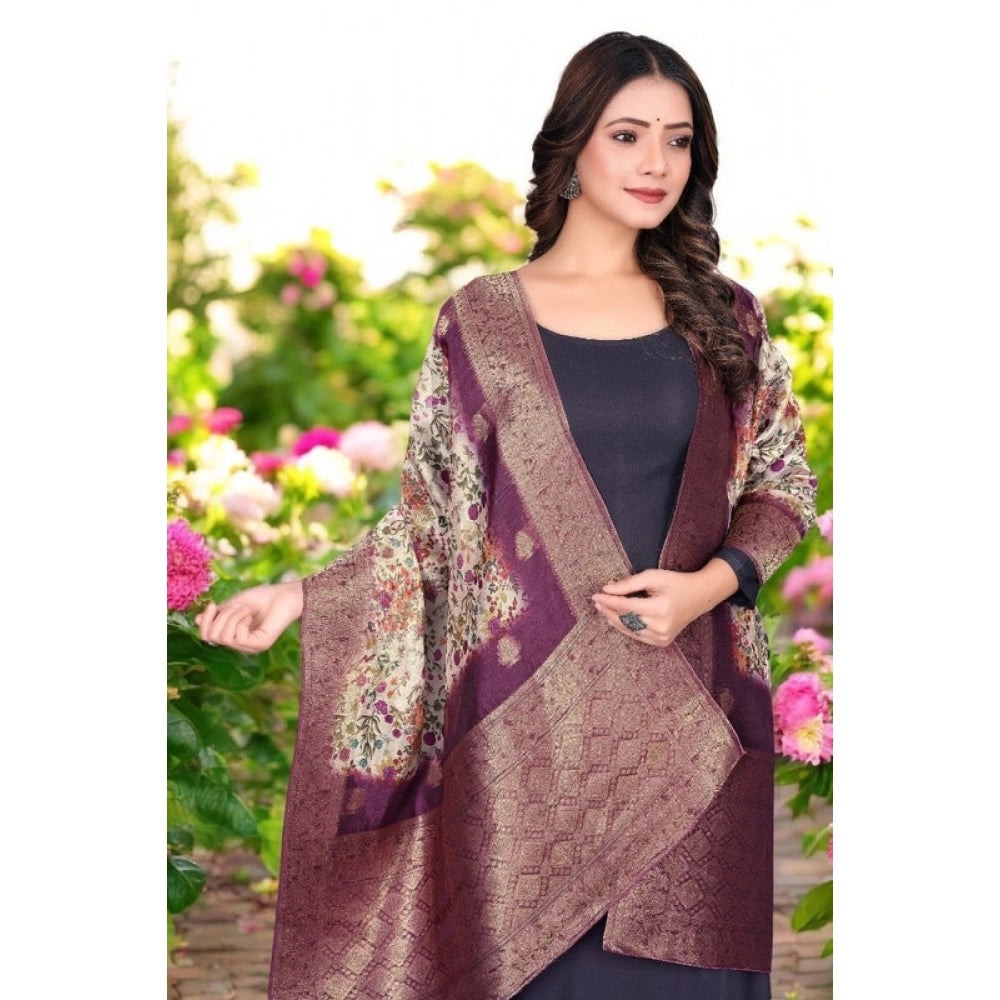 Seduva Women's chanderi silk  Printed Dupatta (Magenta, Length:��2 Mtr)