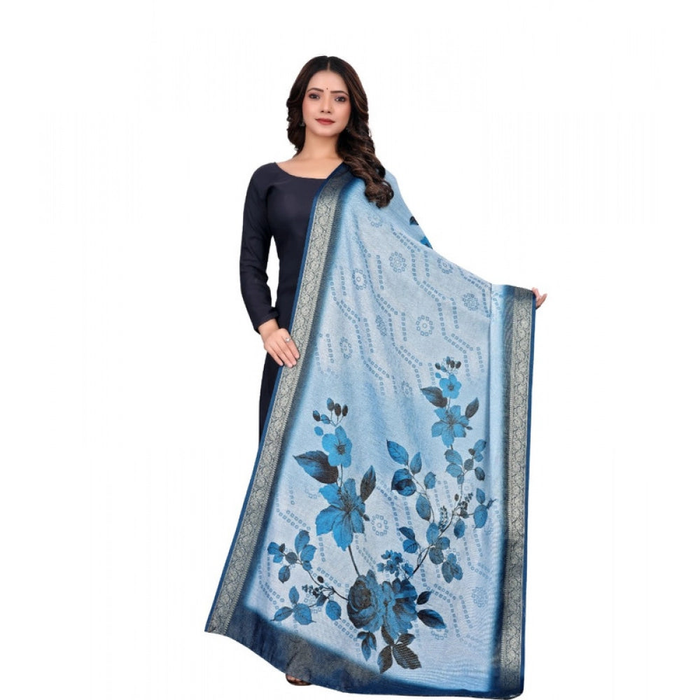 Seduva Women's chanderi silk  Printed Dupatta (Blue, Length:��2 Mtr)