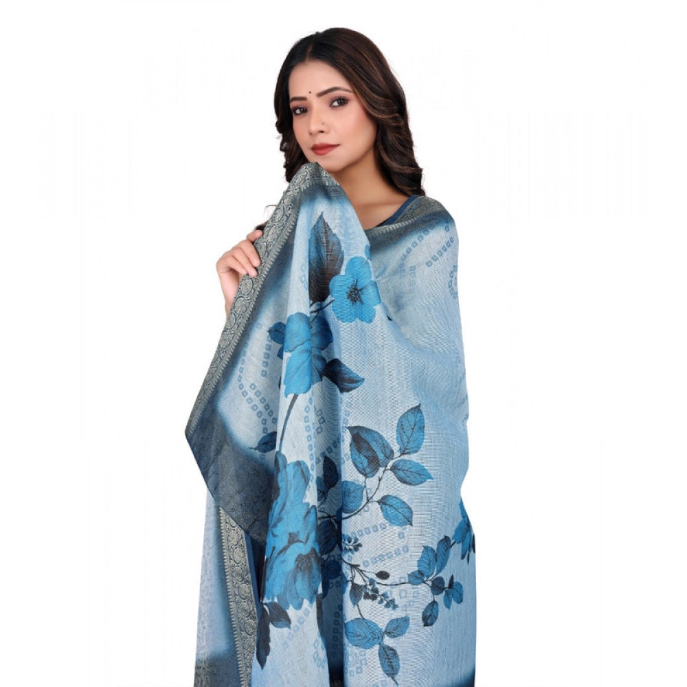 Seduva Women's chanderi silk  Printed Dupatta (Blue, Length:��2 Mtr)