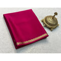 Seduva Women's Crepe Chit Pallu Solid Saree With Unstitched Blouse 5.5Mtr (Pink)