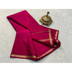 Seduva Women's Crepe Chit Pallu Solid Saree With Unstitched Blouse 5.5Mtr (Pink)