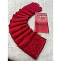 Seduva Women's Printed Brasso Saree With Unstitched Blouse (Red, 5-6 Mtrs)