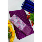 Seduva Women's Printed Brasso Saree With Unstitched Blouse (Magenta, 5-6 Mtrs)