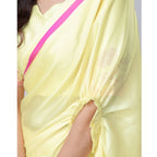 Seduva Women's Soft Crepe Silk Printed Ready To Wear Saree With Unstitched Blouse 5.5Mtr (Light Yellow)