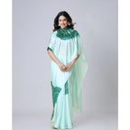Seduva Women's Soft Crepe Silk Printed Ready To Wear Saree With Unstitched Blouse 5.5Mtr (Green)