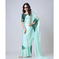Seduva Women's Soft Crepe Silk Printed Ready To Wear Saree With Unstitched Blouse 5.5Mtr (Green)