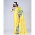 Seduva Women's Soft Crepe Silk Printed Ready To Wear Saree With Unstitched Blouse 5.5Mtr (Yellow)