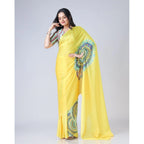 Seduva Women's Soft Crepe Silk Printed Ready To Wear Saree With Unstitched Blouse 5.5Mtr (Yellow)
