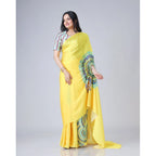 Seduva Women's Soft Crepe Silk Printed Ready To Wear Saree With Unstitched Blouse 5.5Mtr (Yellow)