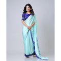 Seduva Women's Soft Crepe Silk Printed Ready To Wear Saree With Unstitched Blouse 5.5Mtr (Turquoise)