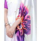 Seduva Women's Soft Crepe Silk Printed Ready To Wear Saree With Unstitched Blouse 5.5Mtr (Purple)