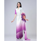 Seduva Women's Soft Crepe Silk Printed Ready To Wear Saree With Unstitched Blouse 5.5Mtr (Purple)