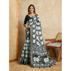 Seduva Women's Silk Blend Printed Saree With Unstitched Blouse 5.5Mtr (Green)