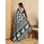 Seduva Women's Silk Blend Printed Saree With Unstitched Blouse 5.5Mtr (Green)