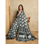 Seduva Women's Silk Blend Printed Saree With Unstitched Blouse 5.5Mtr (Green)