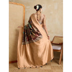 Seduva Women's Silk Printed Saree With Unstitched Blouse 5.5Mtr (Brown)