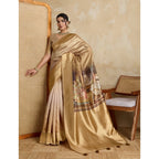 Seduva Women's Silk Printed Saree With Unstitched Blouse 5.5Mtr (Gold)