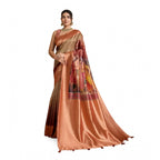 Seduva Women's Silk Printed Saree With Unstitched Blouse 5.5Mtr (Peach)