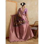 Seduva Women's Silk Printed Saree With Unstitched Blouse 5.5Mtr (Wine)