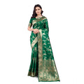 Seduva Women's Banarasi Silk Printed Saree With Unstitched Blouse 5.5Mtr (Green)