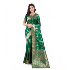 Seduva Women's Banarasi Silk Printed Saree With Unstitched Blouse 5.5Mtr (Green)