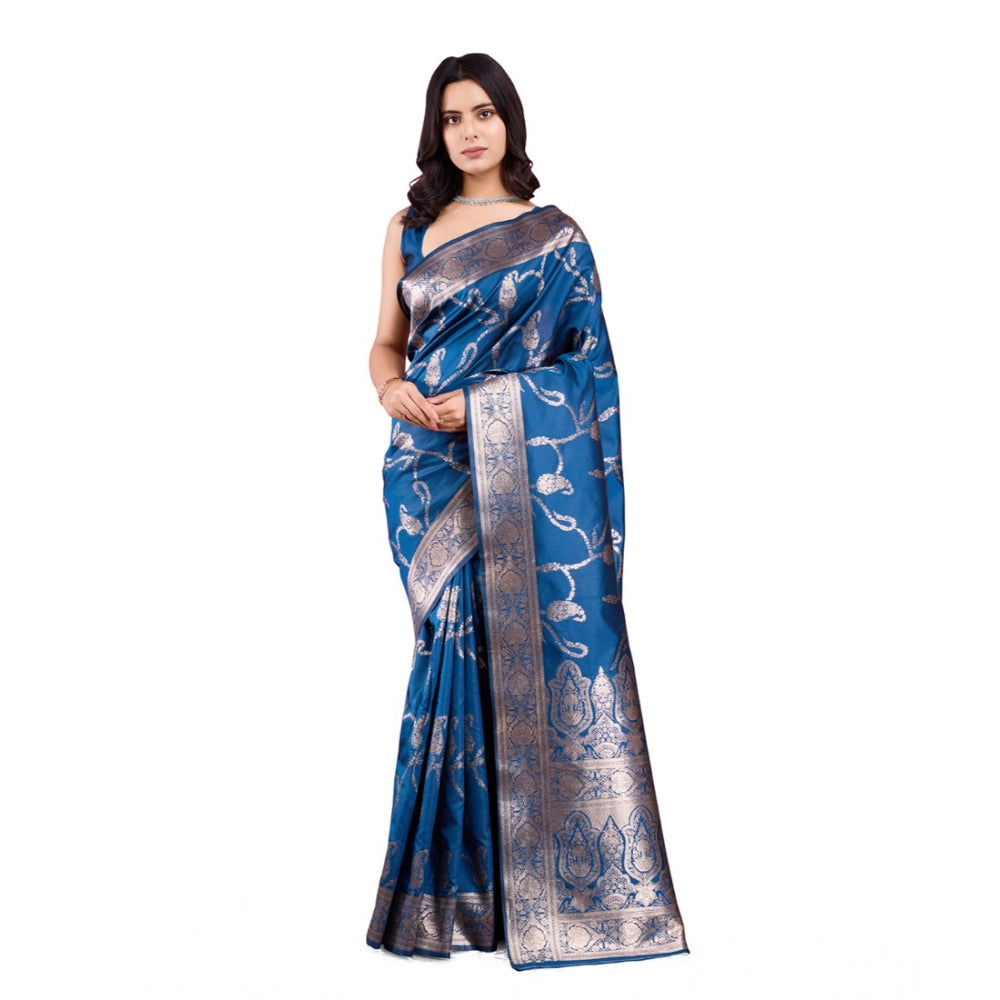 Seduva Women's Banarasi Silk Printed Saree With Unstitched Blouse 5.5Mtr (Pinch)