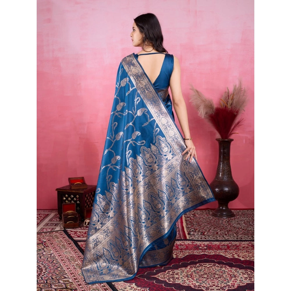 Seduva Women's Banarasi Silk Printed Saree With Unstitched Blouse 5.5Mtr (Pinch)