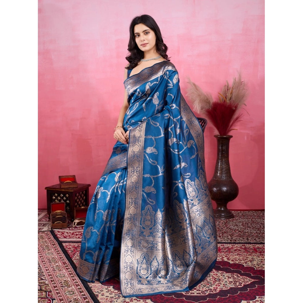 Seduva Women's Banarasi Silk Printed Saree With Unstitched Blouse 5.5Mtr (Pinch)