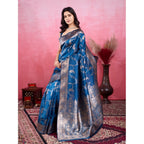 Seduva Women's Banarasi Silk Printed Saree With Unstitched Blouse 5.5Mtr (Pinch)