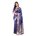 Seduva Women's Banarasi Silk Printed Saree With Unstitched Blouse 5.5Mtr (Blue)