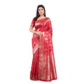 Seduva Women's Banarasi Silk Printed Saree With Unstitched Blouse 5.5Mtr (Red)