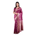 Seduva Women's Banarasi Silk Printed Saree With Unstitched Blouse 5.5Mtr (Wine)