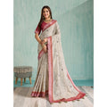 Seduva Women's Silk Blend Printed Saree With Unstitched Blouse 5.5Mtr (Beige)