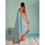 Seduva Women's Silk Blend Printed Saree With Unstitched Blouse 5.5Mtr (Blue)