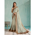 Seduva Women's Silk Blend Printed Saree With Unstitched Blouse 5.5Mtr (Green)