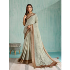 Seduva Women's Silk Blend Printed Saree With Unstitched Blouse 5.5Mtr (Green)